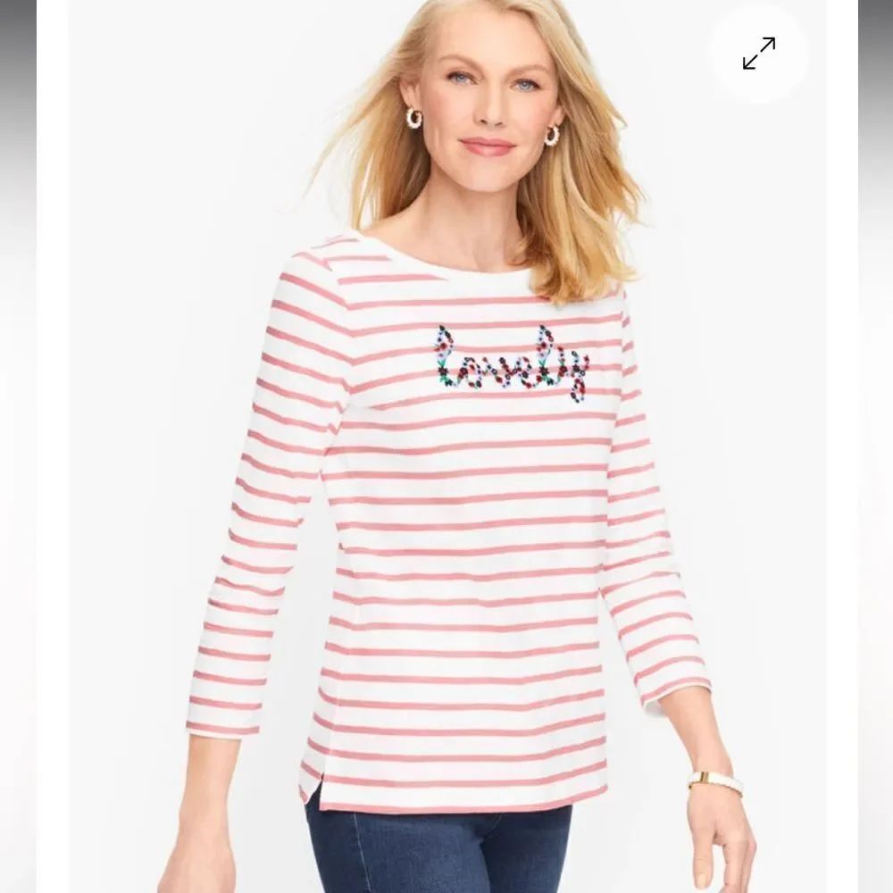 💜 Talbots COTTON 'LOVELY' TEE petite large